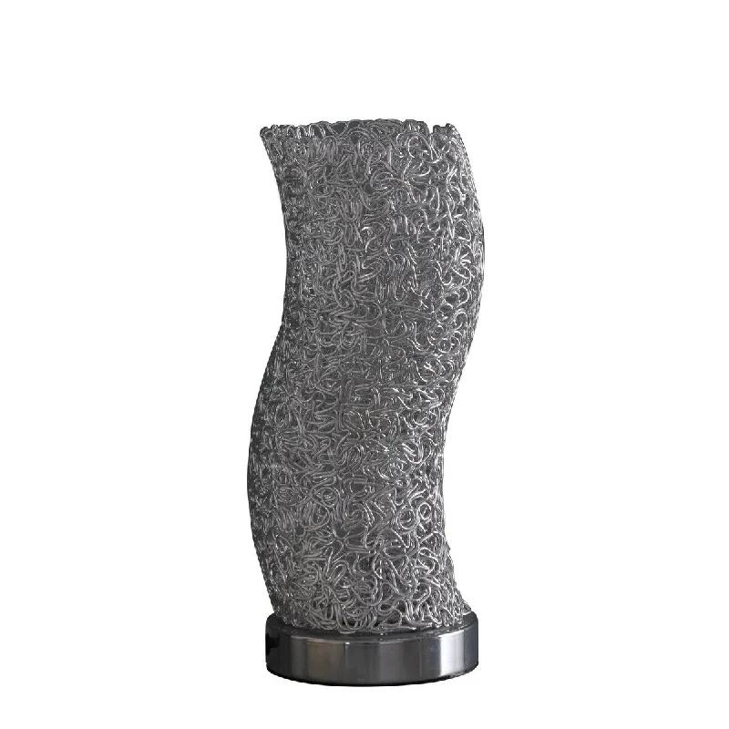leather table lamps with a distressed texture for a rugged charmleather table lamps with a distressed texture for a rugged charmTable Lamp with Curved Aluminum Open Network, Silver