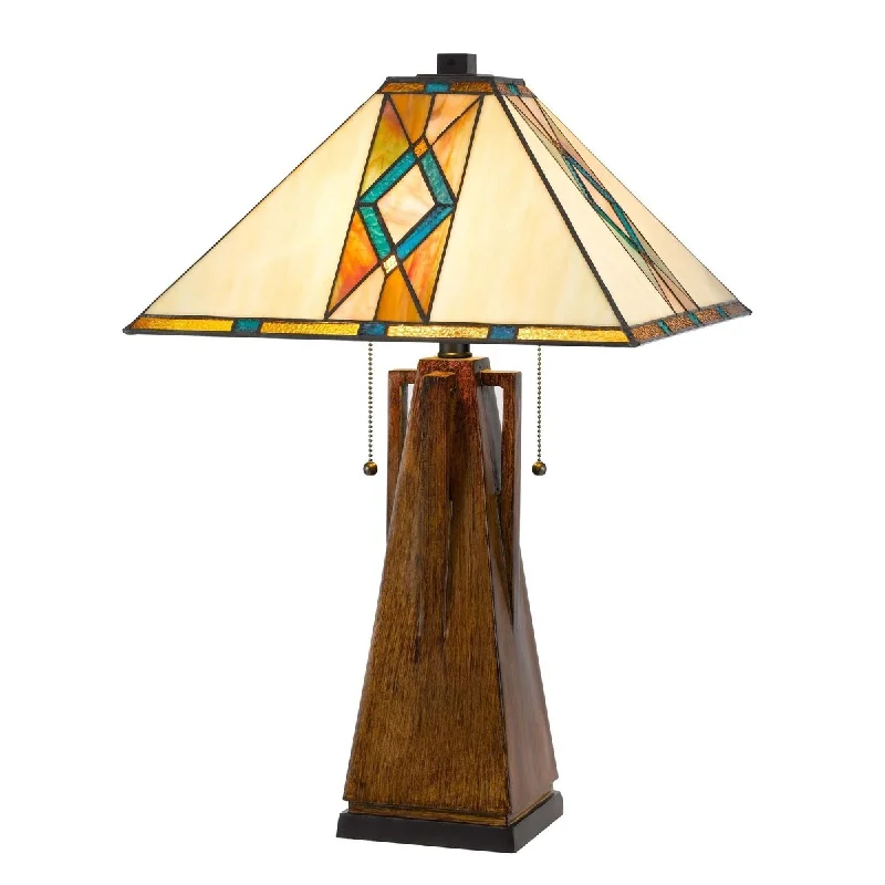 rustic farmhouse table lamps for cozy kitchensrustic farmhouse table lamps for cozy kitchensTable Lamp with Tiffany Shade and Geometric Design, Multicolor