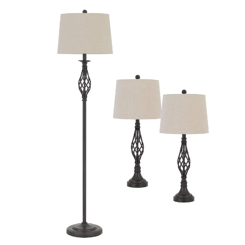 bohemian table lamps with colorful patterns for eclectic bedroomsbohemian table lamps with colorful patterns for eclectic bedroomsTwisted Cage Design Metal Floor Lamp with 2 Table Lamps, Bronze