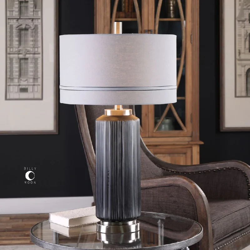 marble table lamps with a luxurious veined pattern for high end decormarble table lamps with a luxurious veined pattern for high end decorUttermost Akila Charcoal Glass Table Lamp