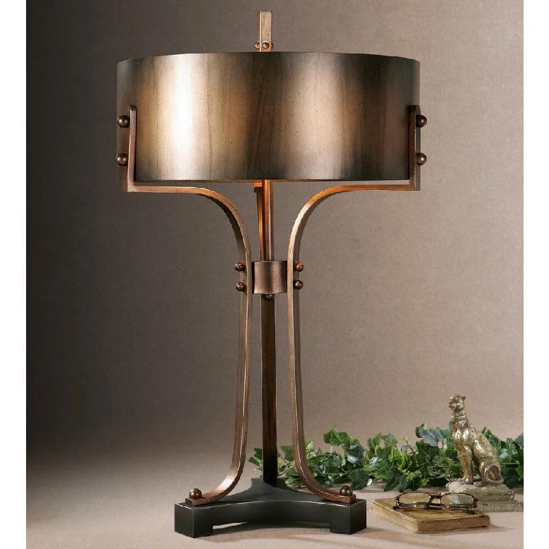 fabric table lamps with a linen shade for a relaxed and breathable lookfabric table lamps with a linen shade for a relaxed and breathable lookUttermost Akron Washed Copper Metal Table Lamp