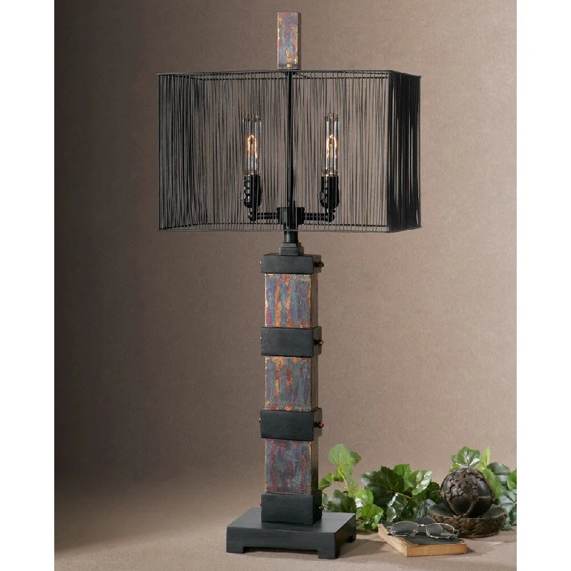 bohemian table lamps with colorful patterns for eclectic bedroomsbohemian table lamps with colorful patterns for eclectic bedroomsUttermost Arcada Metal Poly Table Lamp
