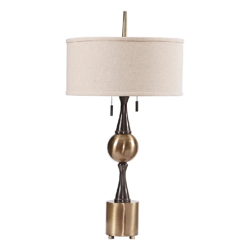 wooden table lamps with natural grain for a warm and organic feelwooden table lamps with natural grain for a warm and organic feelUttermost Badru Antique Brass Plated 2-light Table Lamp