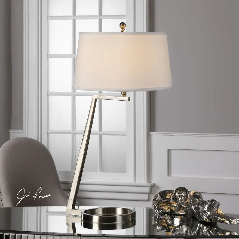 glass table lamps with a frosted surface for soft light diffusionglass table lamps with a frosted surface for soft light diffusionUttermost Ordino Brushed Nickel Lamp