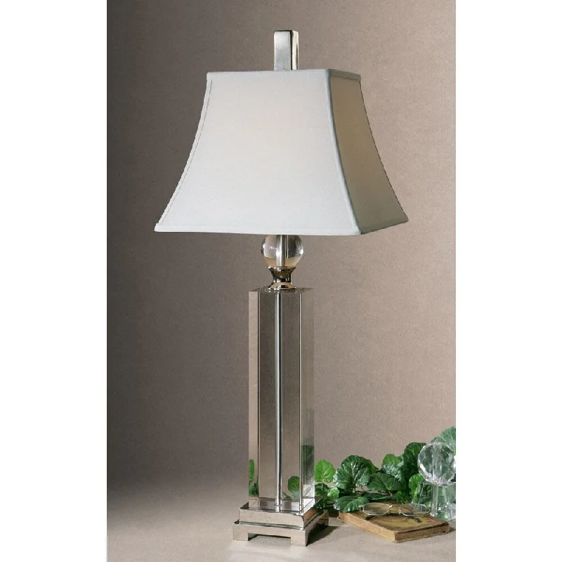 wooden table lamps with natural grain for a warm and organic feelwooden table lamps with natural grain for a warm and organic feelUttermost Sapinero Polished Nickel Metal/ Crystal Table Lamp
